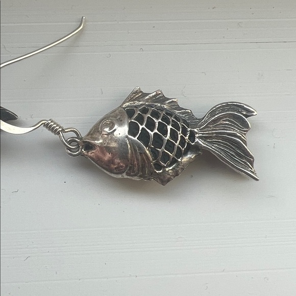 Silver Fish Earrings - Picture 2 of 3